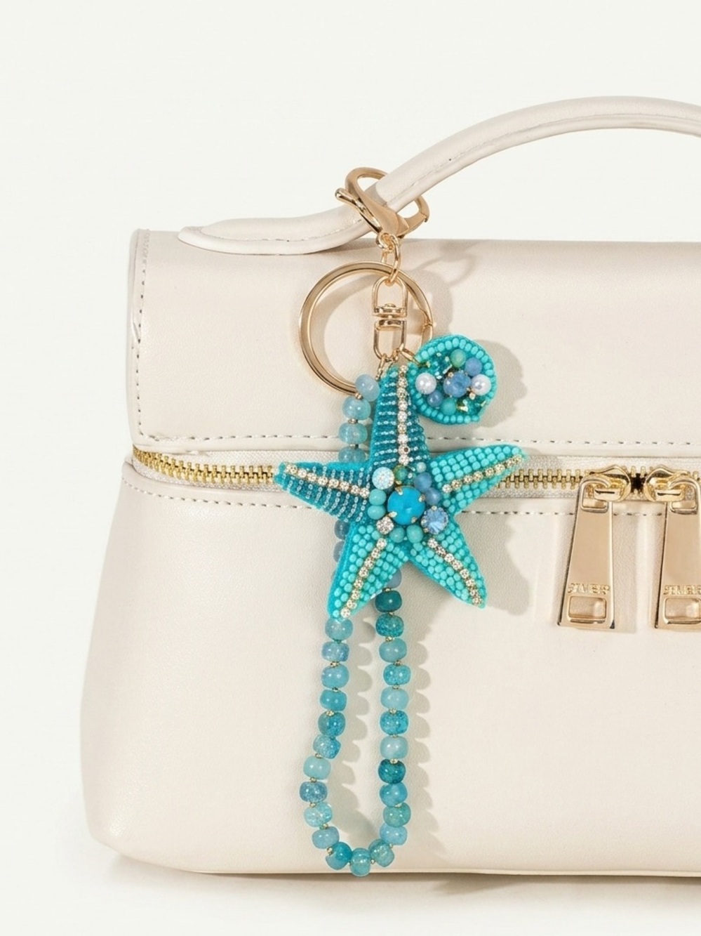 Beaded Turquoise Starfish Bag Charm